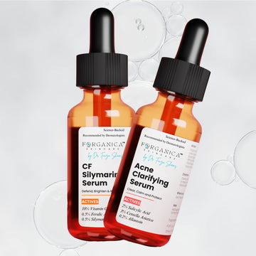 Vitamin C, Hyaluronic Acid, and anti-aging serums from Forganica Skincare collection in Pakistan for glowing and healthy skin.