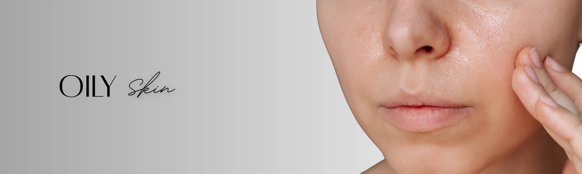 Forganica_Skincare_Oily_skin_banner_highlighting_shine_and_excess_sebum_representing_molecular_sebum-control_and_pore-refining_skincare.