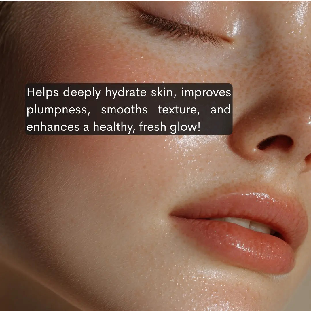 Before and after using Forganica Hyaluro Boost Serum for hydrated, smoother, brighter skin.