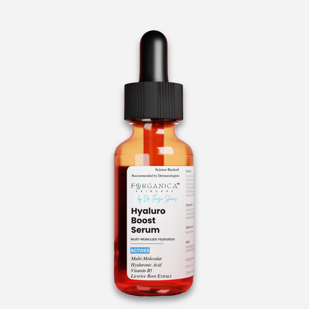 Hyaluro Boost Serum-Hyaluronic acid serum bottle with dropper on a white background