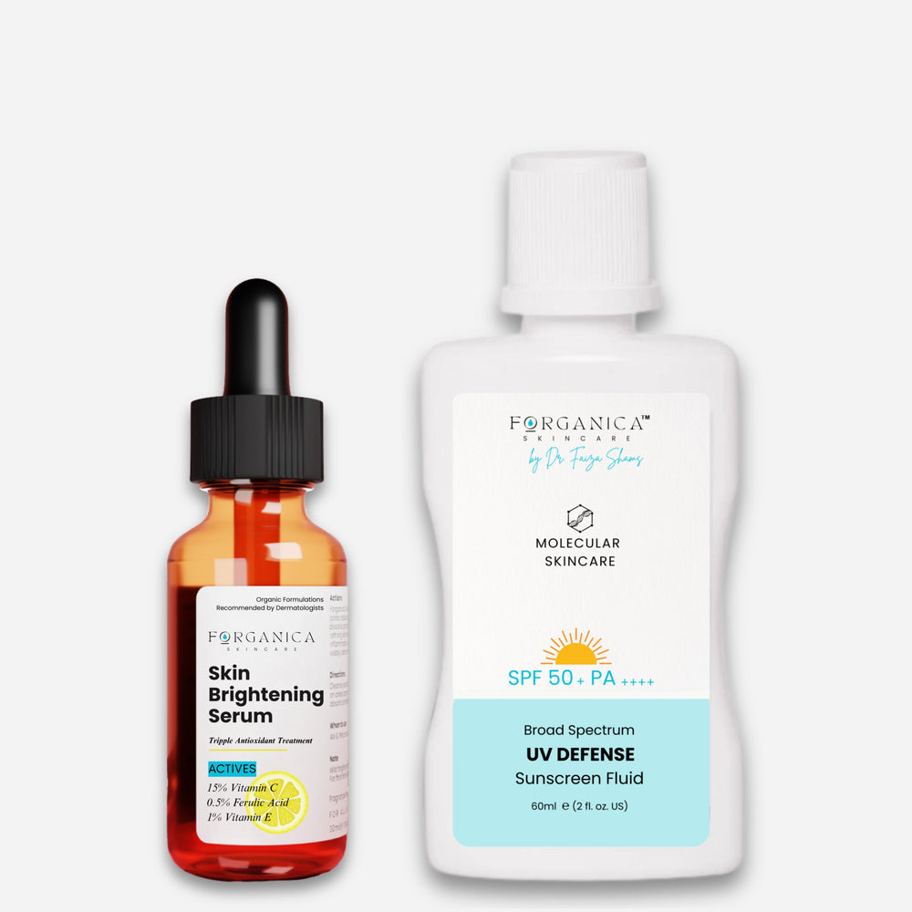 Vitamin C brightening and sun protection duo for Hyperpigmentation Forganica by Dr.Faizashams