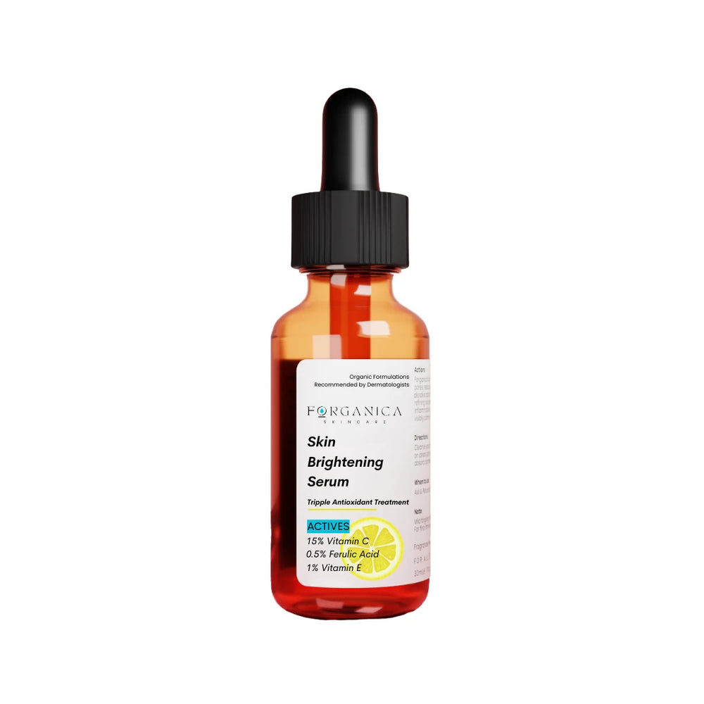 Forganica Vitamin C Face Serum by Dr. Faiza Shams – closed vial of brightening antioxidant formula for glowing, even-toned skin.