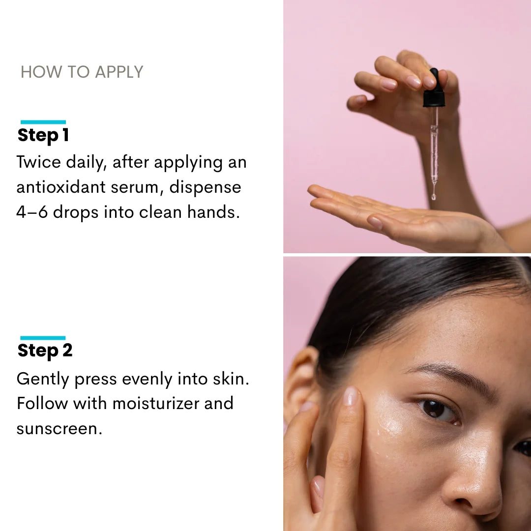 Infographic demonstrating how to apply Forganica Hyaluro Boost Hyaluronic Acid Serum for maximum hydration and skin plumping.