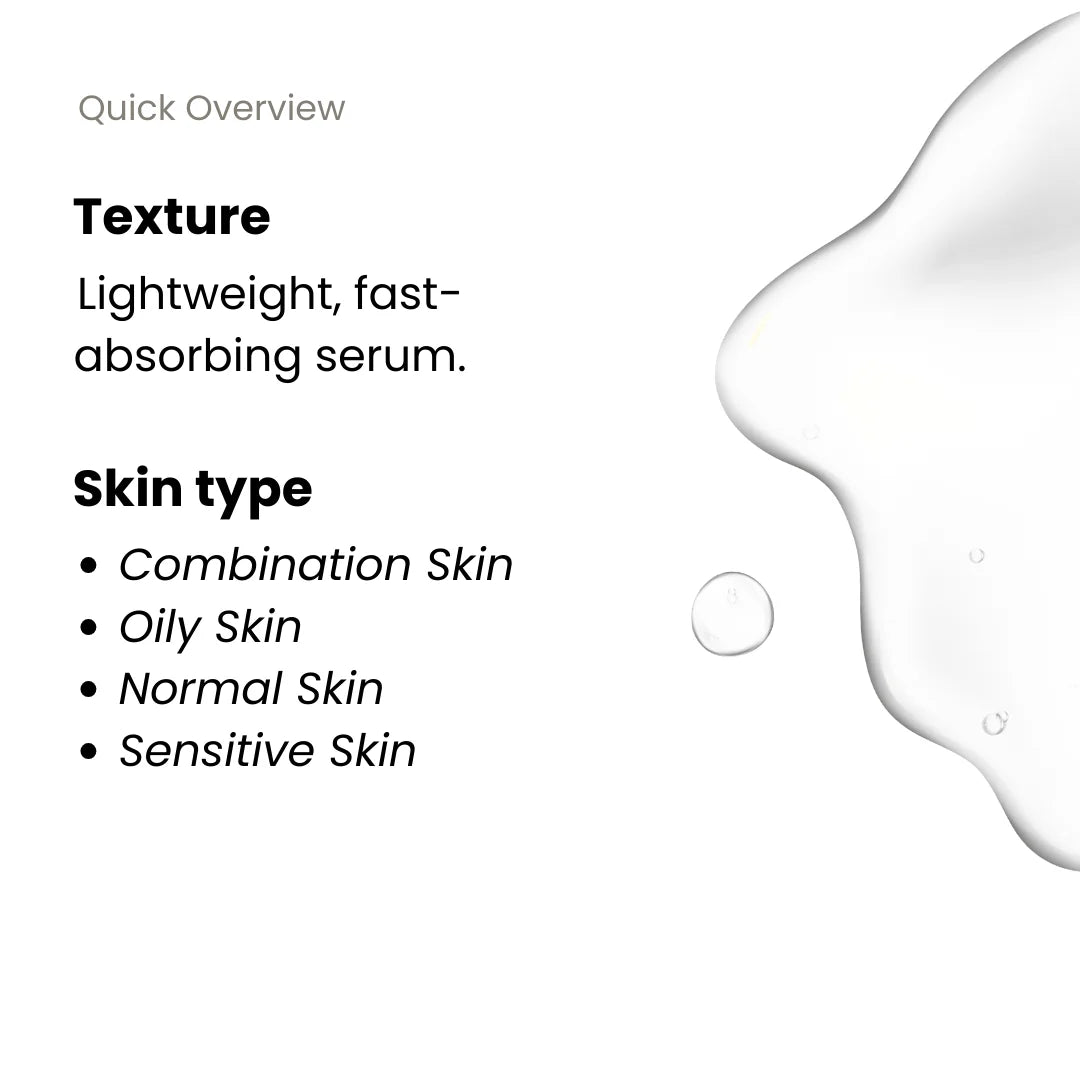 Quick overview of Forganica Hyaluro Boost Serum featuring Multi-Molecular Hyaluronic Acid, Vitamin B5, hydration, plumping, and brightening benefits.