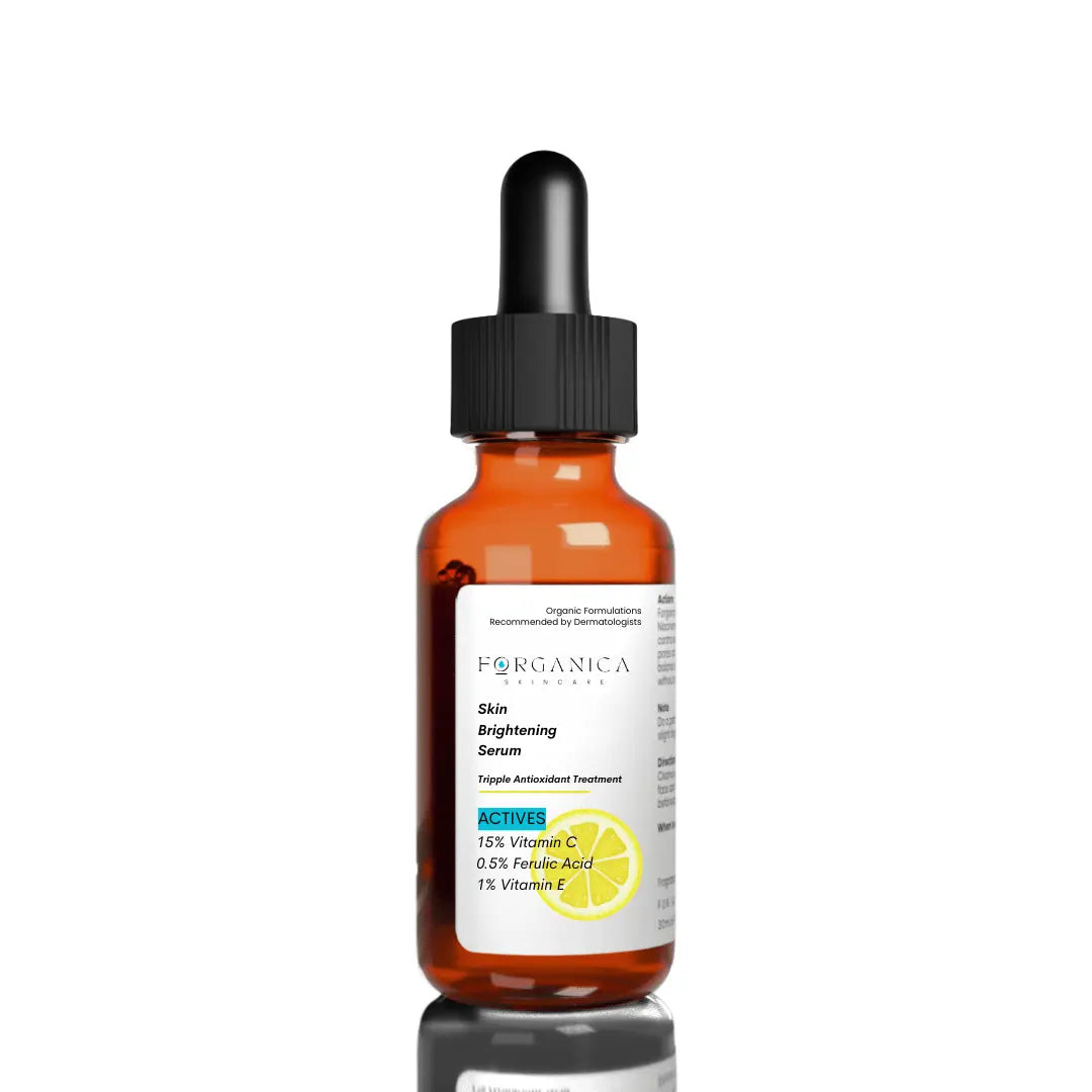 Forganica Vitamin C Face Serum by Dr. Faiza Shams – closed vial of brightening antioxidant formula for glowing, even-toned skin.